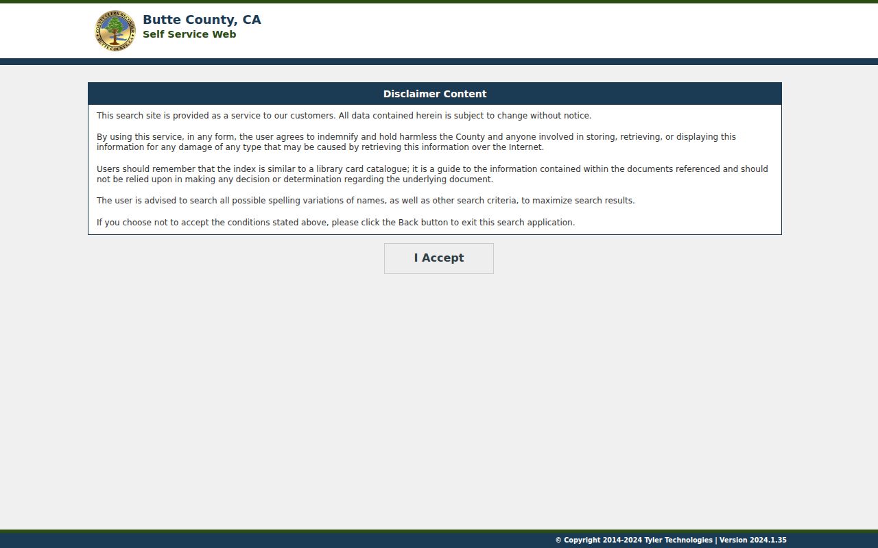 Oroville people search recorder index disclaimer