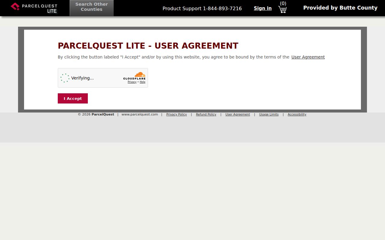 Oroville public records ParcelQuest Lite gateway