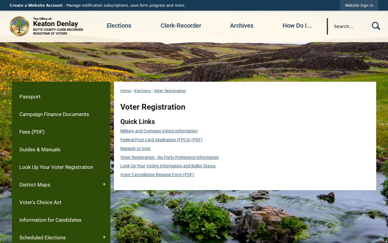 Oroville voter registration records links on the Butte County voter registration page